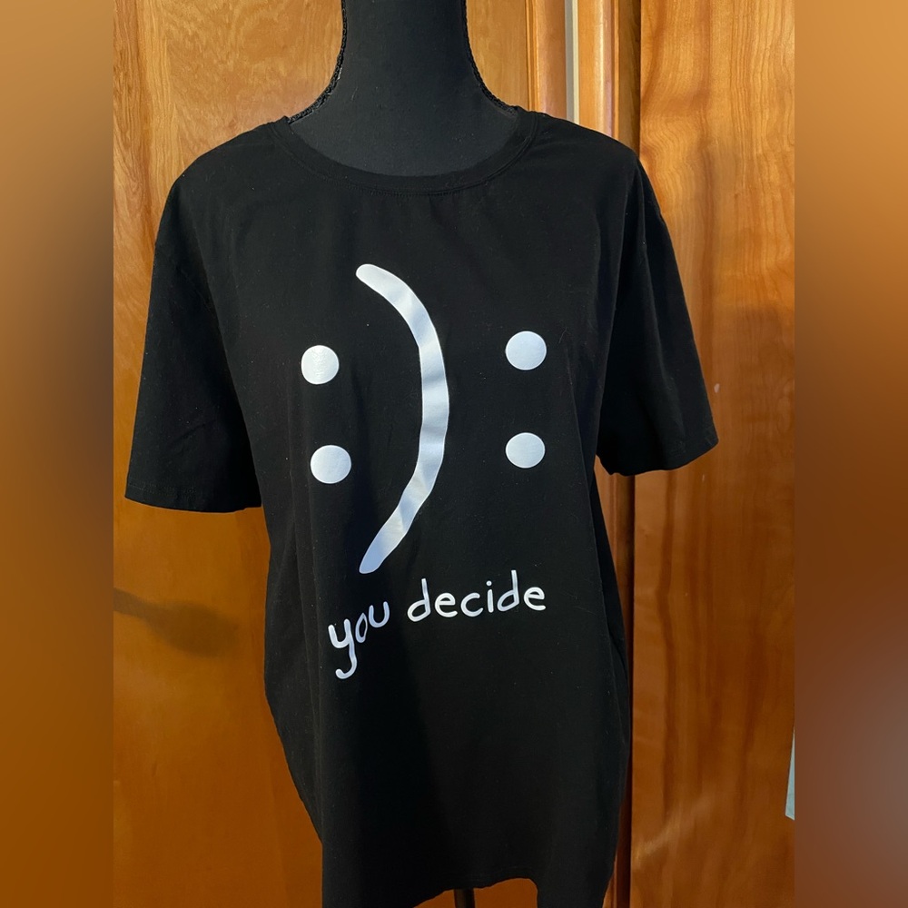 Black Graphic Tee with White Print
